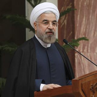 Le président iranien Hassan Rohani a réaffirmé que "l'Iran n'a jamais cherché et ne cherchera jamais à fabriquer l'arme atomique". [AP Photo/Presidency Office, Mohammad Berno]