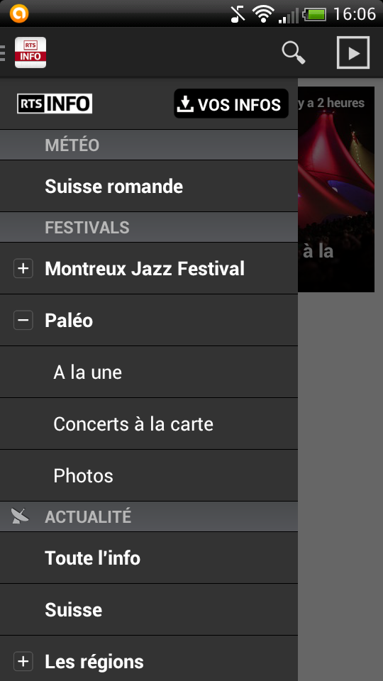 L'application mobile RTSinfo pour les festivals 2013, sous Android.