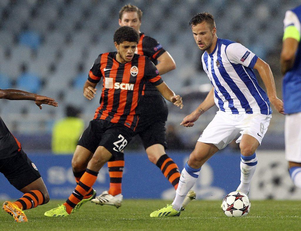 Seferovic et la Real Sociedad n'ont pas trouvé la clé face au Shakhtar Donetsk. [KEYSTONE - EPA JAVIER ETXEZARRETA]