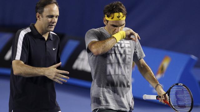 Roger Federer et son coach Paul Annacone en 2011. [Mark Baker]