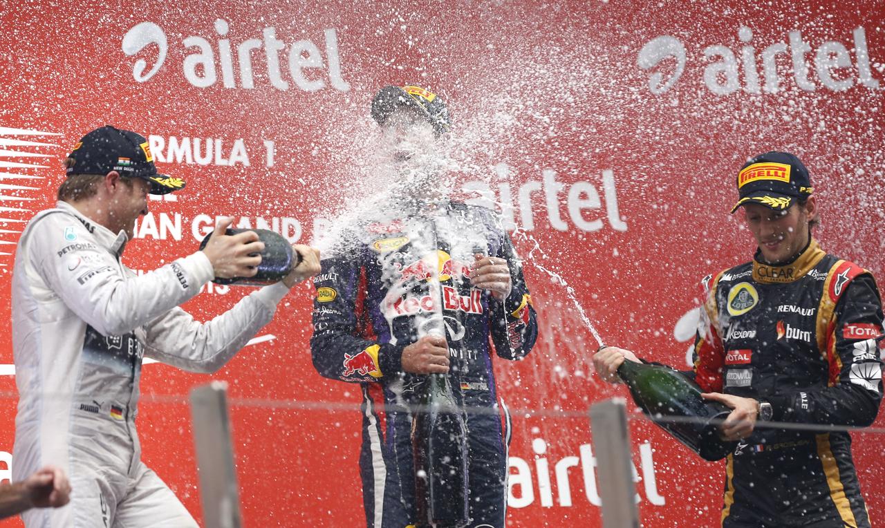 Le pilote allemand a été arrosé comme il se doit sur le podium. [REUTERS - Ahmad Masood]