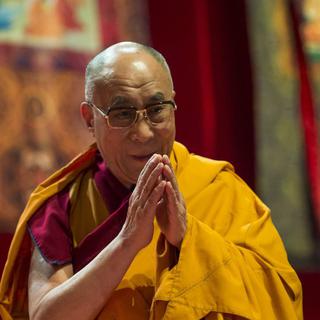 Le dalaï-lama en conférence à Fribourg. [Jean-Christophe Bott]