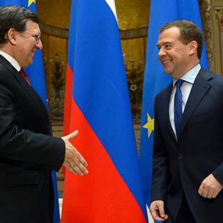 Le président de la Commission européenne José Manuel Barroso a été reçu ce vendredi 22.03.2013 à Mocou par le Premier ministre russe Dmitri Medevedev. [Kirill Kudryavtsev]