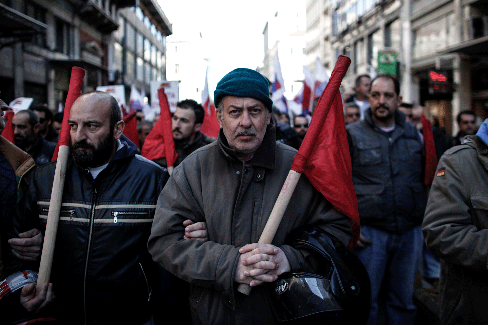 Les Grecs sont descendus dans les rues ce mercredi matin à Athène. [Angelos Tzortzinis]