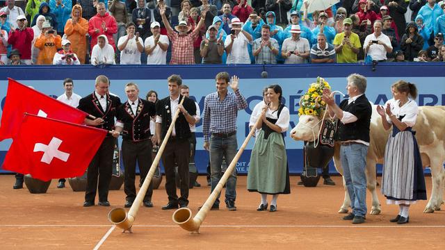 Roger Federer a été fêté mardi à Gstaad. [Peter Schneider]