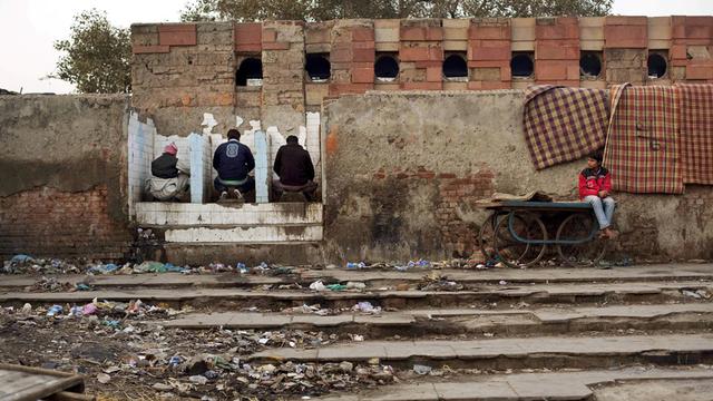 Toilettes publiques à New Delhi, Inde.