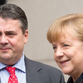 Sigmar Gabriel et Angela Merkel vont se retrouver ce mardi soir pour une ultime séance de négociations. [Maurizio Gambarini]