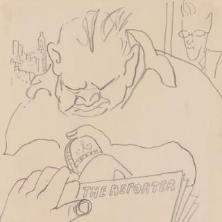"The Reporter" de Géa Augsbourg, mine de plomb sur papier, ca 1949. [ProLitteris, Zurich/Musée historique de Lausanne]