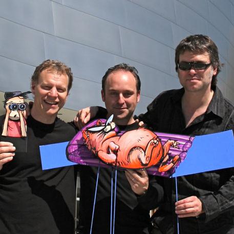 Le trio de Giants Are Small: de gauche à droite, le metteur en scène Doug Fitch, le cinéaste et producteur Edouard Gétaz et le spécialiste multimédia Frédéric Gumy. [DR]