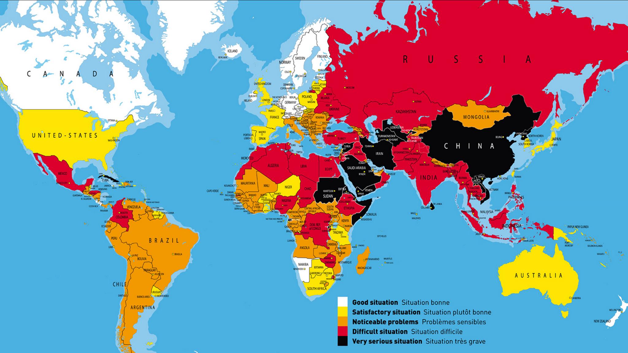 La liberté de la presse dans le monde en 2013. [Reporters sans frontières]