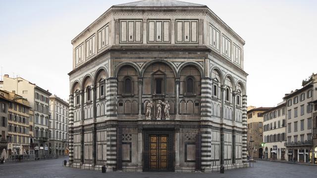 Vue sur le baptistère Saint Jean-Baptiste (battistero di San Giovanni) de Florence. [Kim Youngtae]