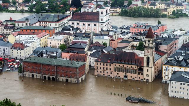 La ville de Passau, en Bavière, dans le sud de l'Allemagne, a souffert des crues combinées de l'Inn et du Danube. [ARMIN WEIGEL]