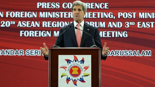 John Kerry s'est exprimé lundi lors d'une conférence à Brunei, en Malaisie. [Roslan Rahman]