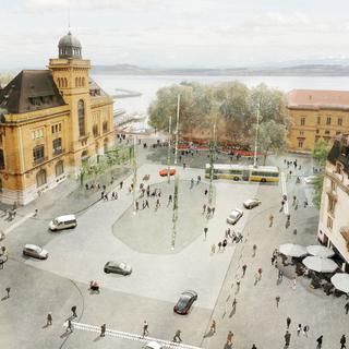 Image de synthèse du réaménagement de la place Numa-Droz, à Neuchâtel. [Ville de Neuchâtel]