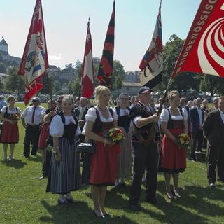 Les demoiselles d'honneur et les drapeaux étaient de sortie pour la partie officielle (image d'illustration). [LUKAS LEHMANN]