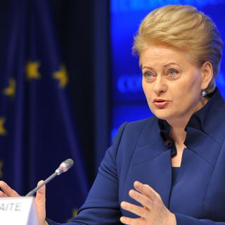 La présidente lituanienne Dalia Grybauskaite est en colère. [Georges Gobet]