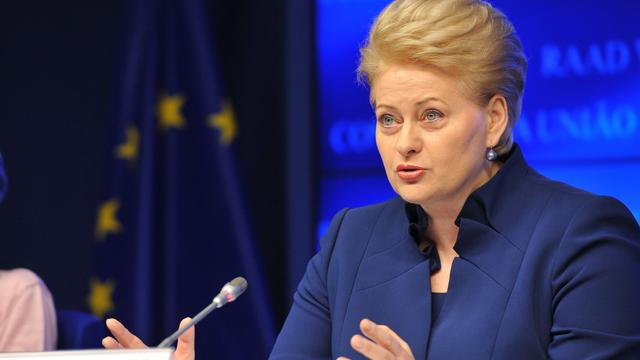 La présidente lituanienne Dalia Grybauskaite est en colère. [Georges Gobet]