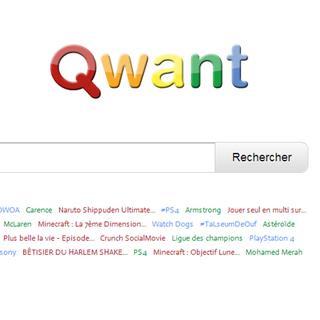 Capture d'écran du moteur de recherche Qwant.