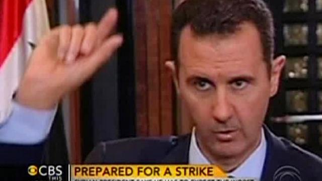 Capture d'écran lors de la diffusion de l'entretien avec le président syrien Bachar al-Assad sur la chaîne américain CBS lundi. [CBS This Morning]