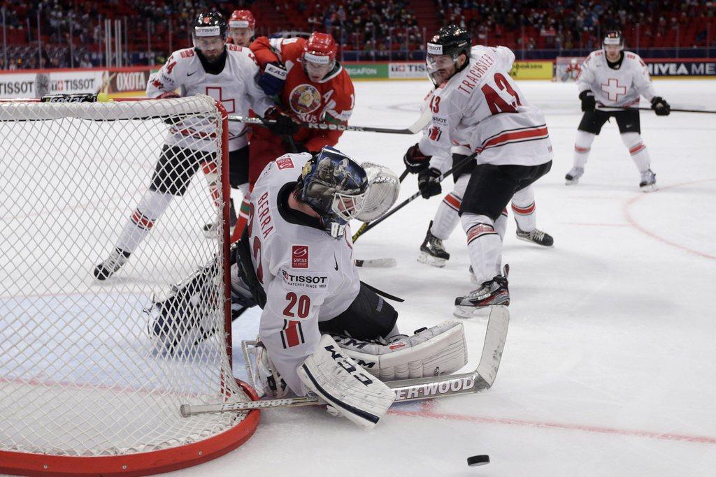 Reto Berra n'a pas été trop inquiété par les Bélarus. [KEYSTONE - SALVATORE DI NOLFI]