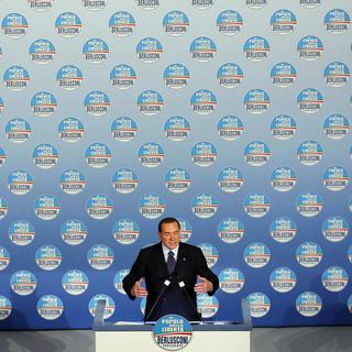 Vendredi 25 janvier: l'ancien président du Conseil italien, Silvio Berlusconi, lors de la convention de son parti, Peuple de la liberté, à Rome, en vue des élections législatives de février. [Ettore Ferrari]