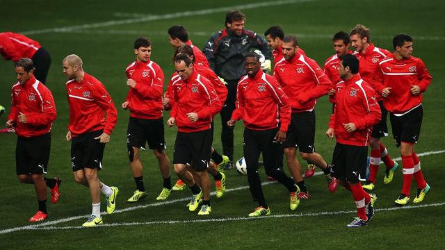 L'équipe suisse de football lors de leur entraînement, ce vendredi 15 novembre à Séoul. [Jeon Heon-Kyun - EPA]