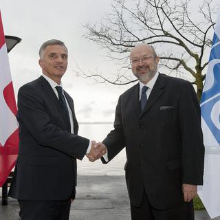 Didier Burkhalter et le sécrétaire général de l'OSCE Lamberto Zannier. [Sandro Campardo]