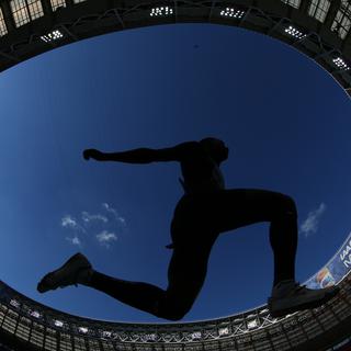Vendredi 16 août: athlète lors des qualifications du triple-saut des Mondiaux de Moscou.