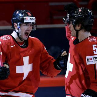 L'équipe suisse de hockey sur glace a battu la Slovénie 7 buts à 1. [Anders Wiklund - EPA]