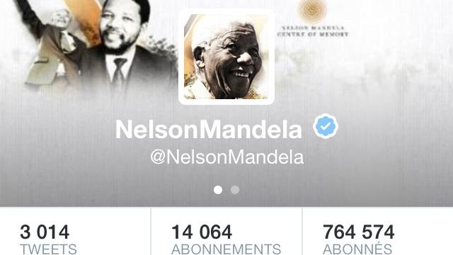 Capture d'écran du profil Twitter de Nelson Mandela. [Twitter]