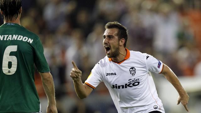 Valencia et Alcacer (à dr.) menaient déjà 4-0 après 33 minutes. [Alberto Saiz]