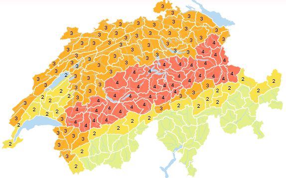 Cartes des dangers MétéoSuisse