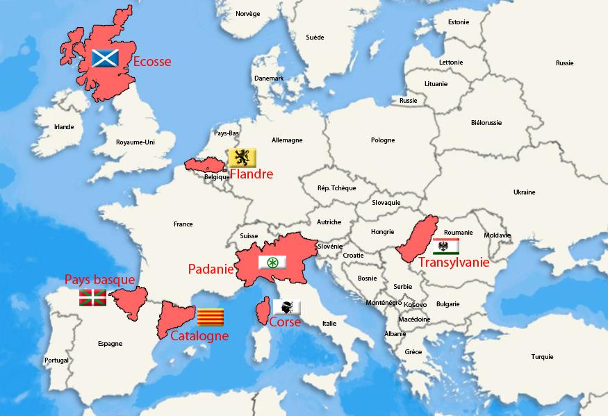 Infographie interactive montrant les régions séparatistes en Europe.
