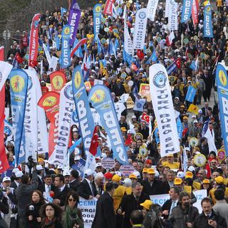 Les syndicats turcs étaient déjà descendus dans la rue le 27 février dernier. [Adem Altan]