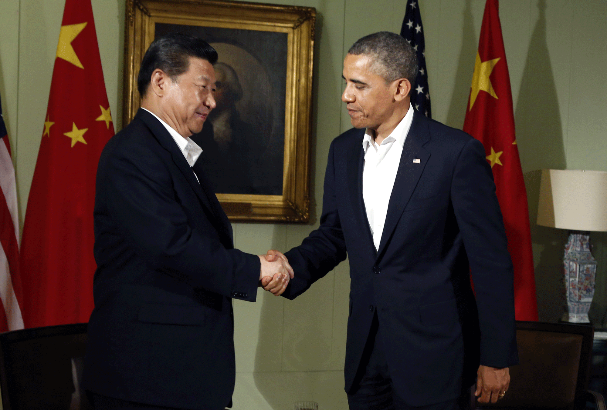 Le président américain Barack Obama rencontre son homologue chinois Xi Jinping. [Kevin Lamarque]