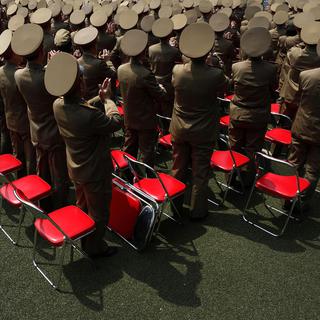 La Suisse est critiquée pour ses relations avec le régime autoritaire de Pyongyang.-Mots-clés: Corée du Nord, Kim Jong-un, dictature. [AP Photo/Vincent Yu]