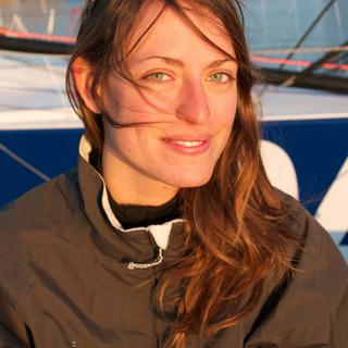 Portrait de Justine Mettraux lors du baptême de son bateau TeamWork 824 en 2011. [TeamWork - Stephanie Gaspari]