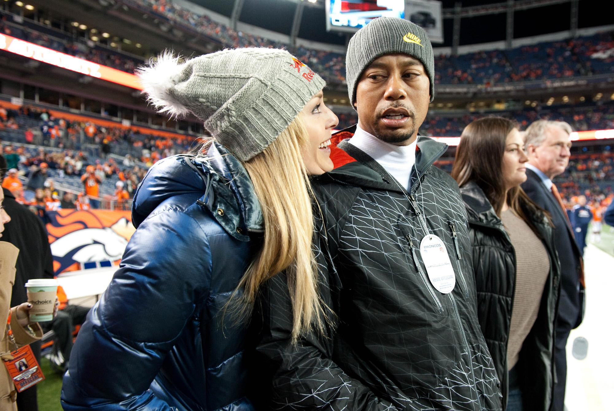 Dimanche dernier, Lindsey Vonn était encore allée voir un match de football américain avec Tiger Woods à Denver. [USA Today Sports - Mile High]