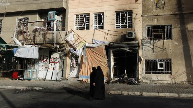 Restes d'une explosion, dimanche matin à Bagdad, [Thaier al-Sudani]