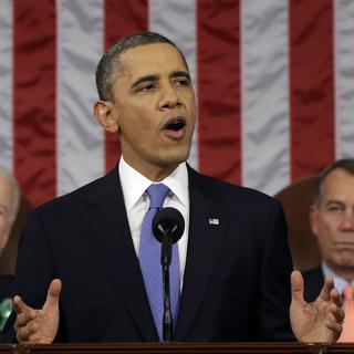 Barack Obama s'est exprimé pendant une heure devant le Congrès. [AP Photo/Charles Dharapak, Pool]
