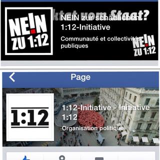 Les pages sur l'initiative 1:12. [Facebook]