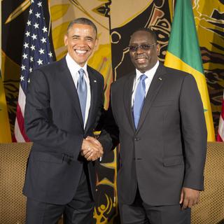 Barack Obama a été reçu par le président sénégalais Macky Sall, ce jeudi 27.06.2013 à Dakar. [Jim Watson]