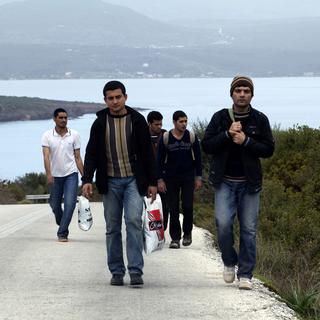 Immigrants sur l'île grecque de Lesvos, le 12 mars 2013. [Giorgios Moutafis]