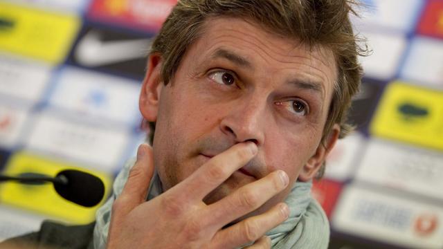 L'entraîneur du FC Barcelone Tito Vilanova quitte le club après une saison pour cause maladie. [Alejandro Garcia - EPA]