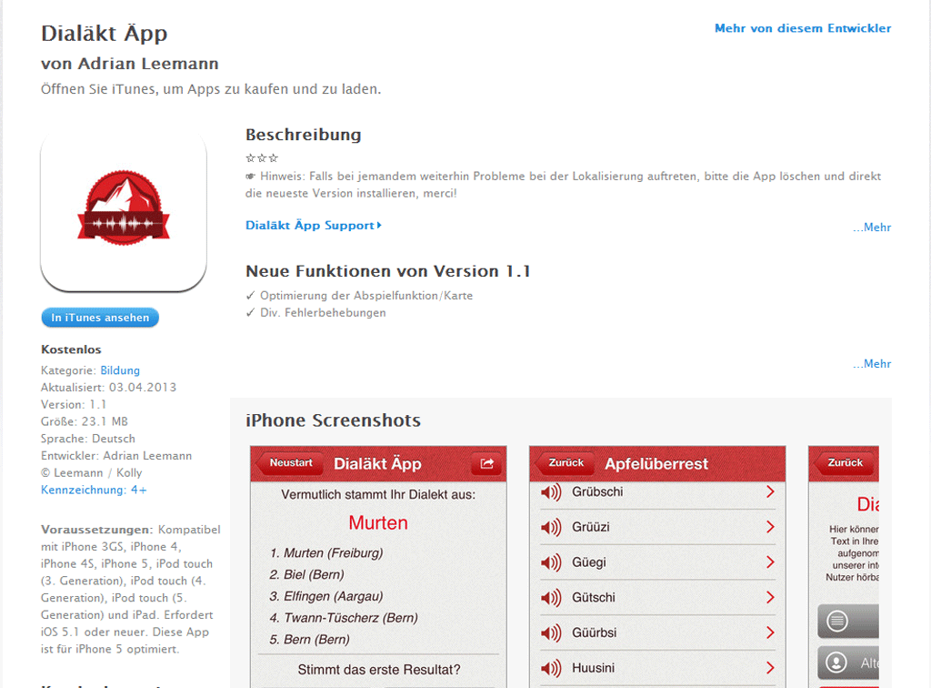 L'application "Dialäkt Äpp". [itunes.apple.com]