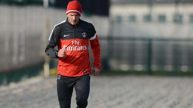 David Beckham a foulé pour la première fois le terrain d'entraînement du PSG. [AuteurFRANCK FIFE]