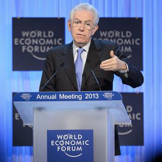 Mario Monti a surtout défendu son bilan à la tête du gouvernement italien à Davos. [Laurent Gilliéron]