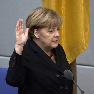 Angela Merkel a été réélue chancelière par les députés du Bundestag. [JOHANNES EISELE]