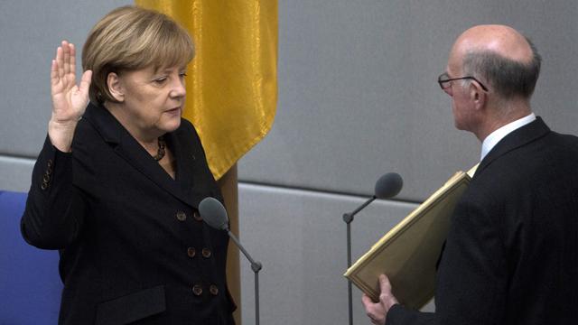 Angela Merkel a été réélue chancelière par les députés du Bundestag. [JOHANNES EISELE]