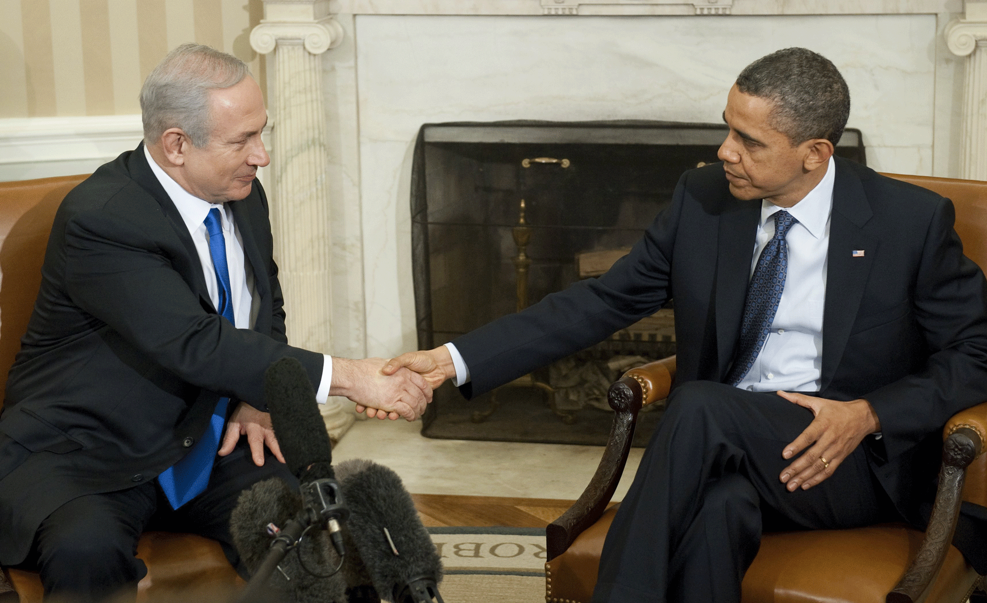 Barack Obama et Benjamin Netanyahu, lors d'une visite de ce dernier à la Maison-Blanche en mars 2012. [Saul Loeb]